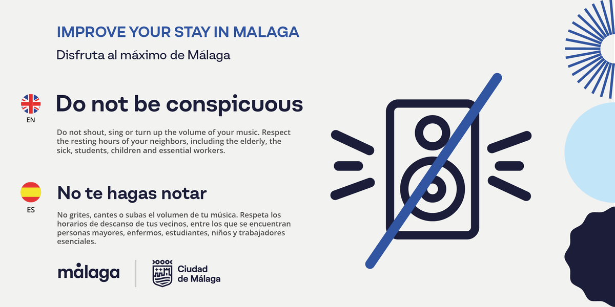 turismodemalaga's tweet image. ¡Disfruta al máximo de Málaga!

🗑️Mantén limpia la ciudad
👕Viste de forma completa
🚶 Las aceras son para los peatones
🔇No te hagas notar 

¡Gracias!