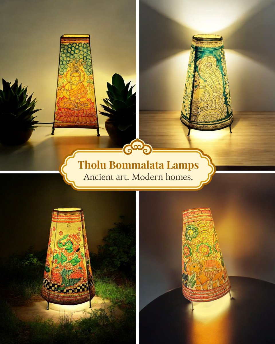 ArpitTewari7's tweet photo. 🪔 Handpainted. Artisan-made. Purely Indian.
Our new Handpainted lamp collection brings the magic of Tholu Bommalata into your home.
Now available on https://t.co/XtoHiXBMSr 
DM us at 8299651830 for orders.

#makeinindia #handicraft #vocalforlocal #Lamps #artisans #indian https://t.co/vSxD3d2dKp