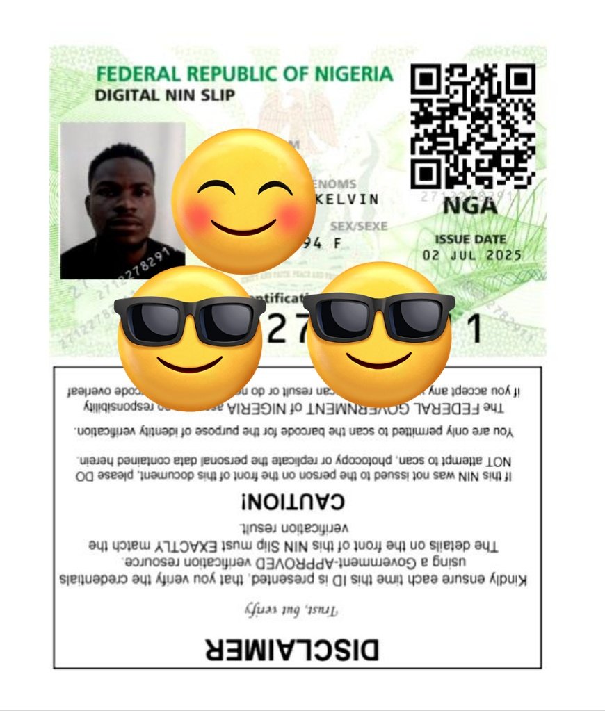 vickyvab's tweet photo. @cacnigeria1 Digital NIN it's been queried what's the  reason for this please https://t.co/Zh62SWPw6N