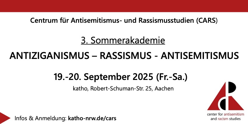 CARSkatho's tweet image. Unsere 3. Sommerakademie findet am 19. und 20. September in Aachen statt, mit Vorträgen u.a. von Tobias Neuburger, Anna-Sophie Schönfelder, Matheus Hagedorny, Ismail Küpeli & Stephan Grigat. Die Anmeldung erfolgt über unsere Website: katho-nrw.de/cars