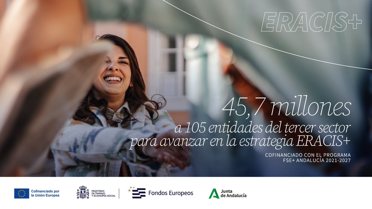 UE_ANDALUCIA's tweet image. 🤝 La @AndaluciaJunta impulsa #ERACIS+ con 45,7M € cofinanciados por #FSE+
📍105 entidades
👥 300 profesionales
📅 Hasta 2028
ℹ️ Más info:
juntadeandalucia.es/presidencia/po…
