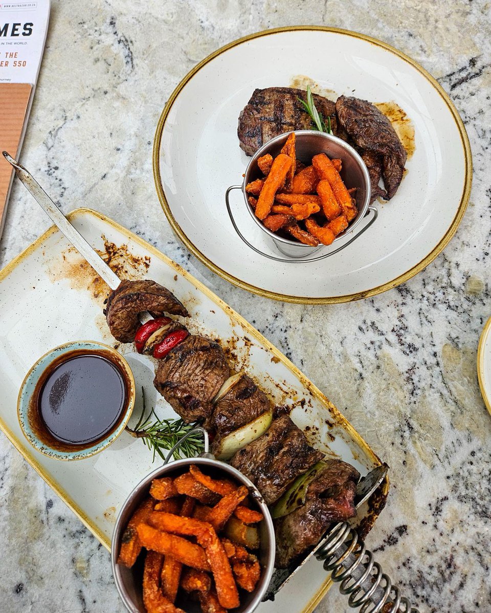 BelthazarCT's tweet photo. Savor the wild side of flavour at Belthazar ๐๐ฅ
Indulge in our succulent game kebabs and perfectly grilled steak, served with crispy sweet potato fries โ a true taste of South African excellence, right here at the V&A Waterfront.
#BelthazarMoments #VAEats #SteakLoversDream https://t.co/QybC8zohx0