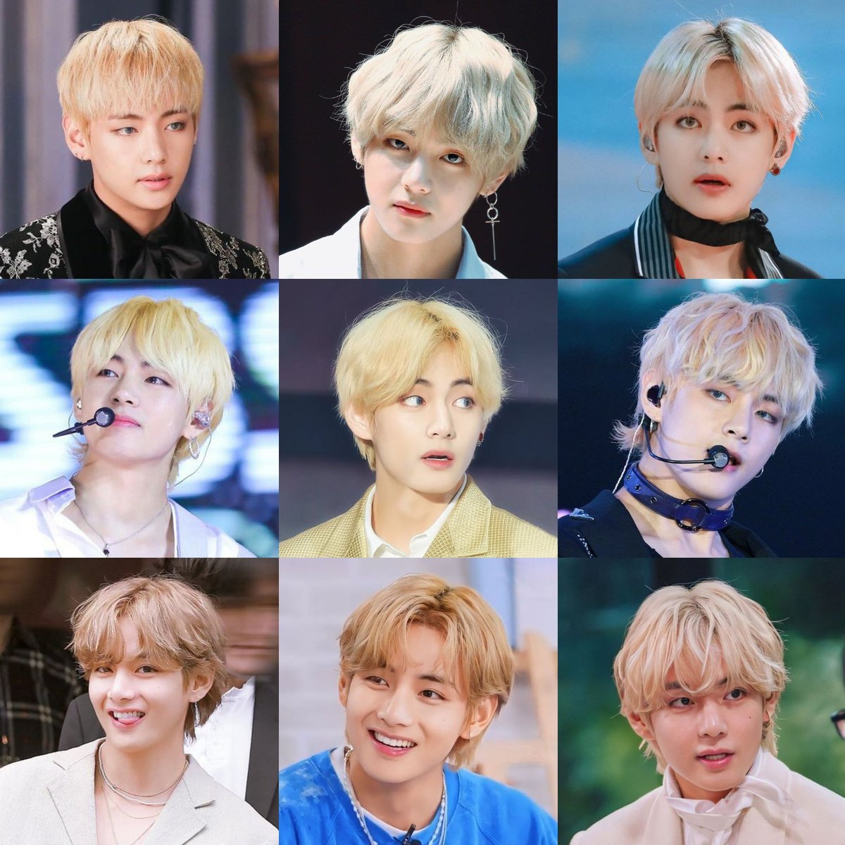 taefleurie's tweet image. Taehyung in blonde hair hits different...