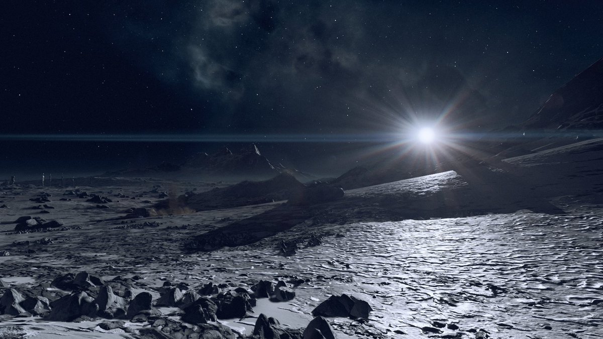 warper2509's tweet image. Podem falar o que for de Starfield, mas nunca que ele é um jogo feio! A iluminação desse jogo é fantástica e ela leva em consideração a posição do planeta (ou lua) em relação a sua estrela, sua rotação (dia e noite) e translação.