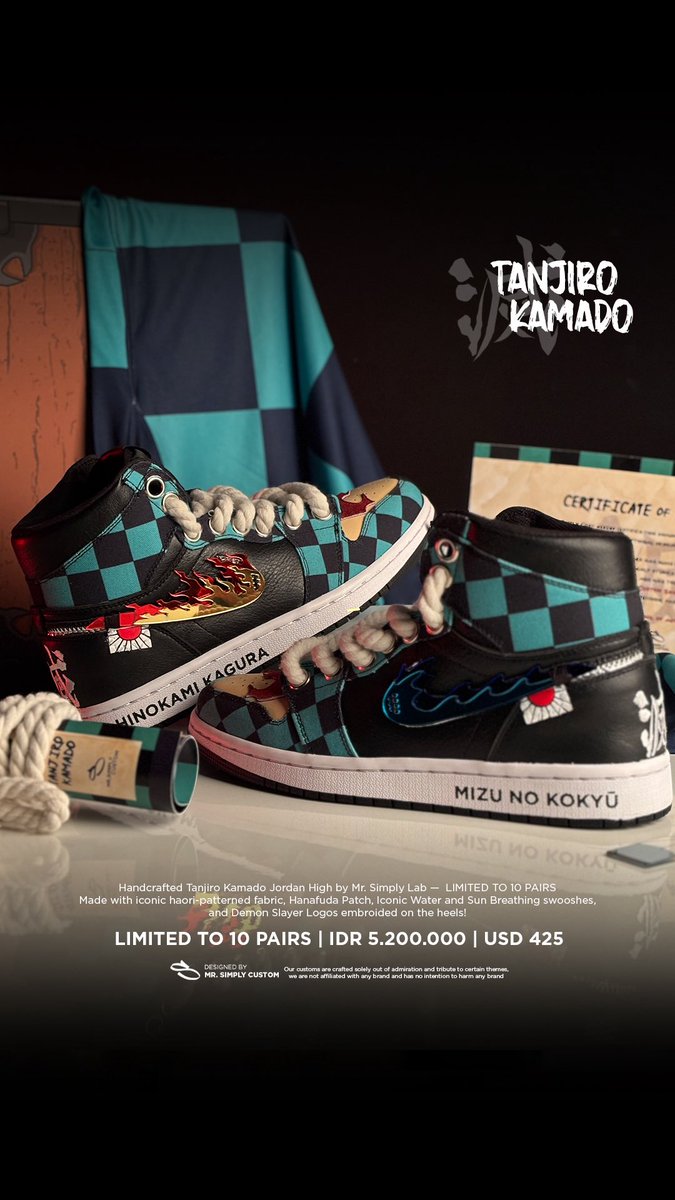 MrSimplyCustom's tweet image. LIMITED TO 10 PAIRS - My recent work inspired by Tanjiro Kamado, the movie of Demon Slayer : Infinity Castle really caught the world by storm. And rightfuly so. HINOKAMI KAGURA! MIZU NO KOKYU! 

#DemonSlayer #DemonSlayerInfinityCastle #demonslayermovie #tanjirokamado