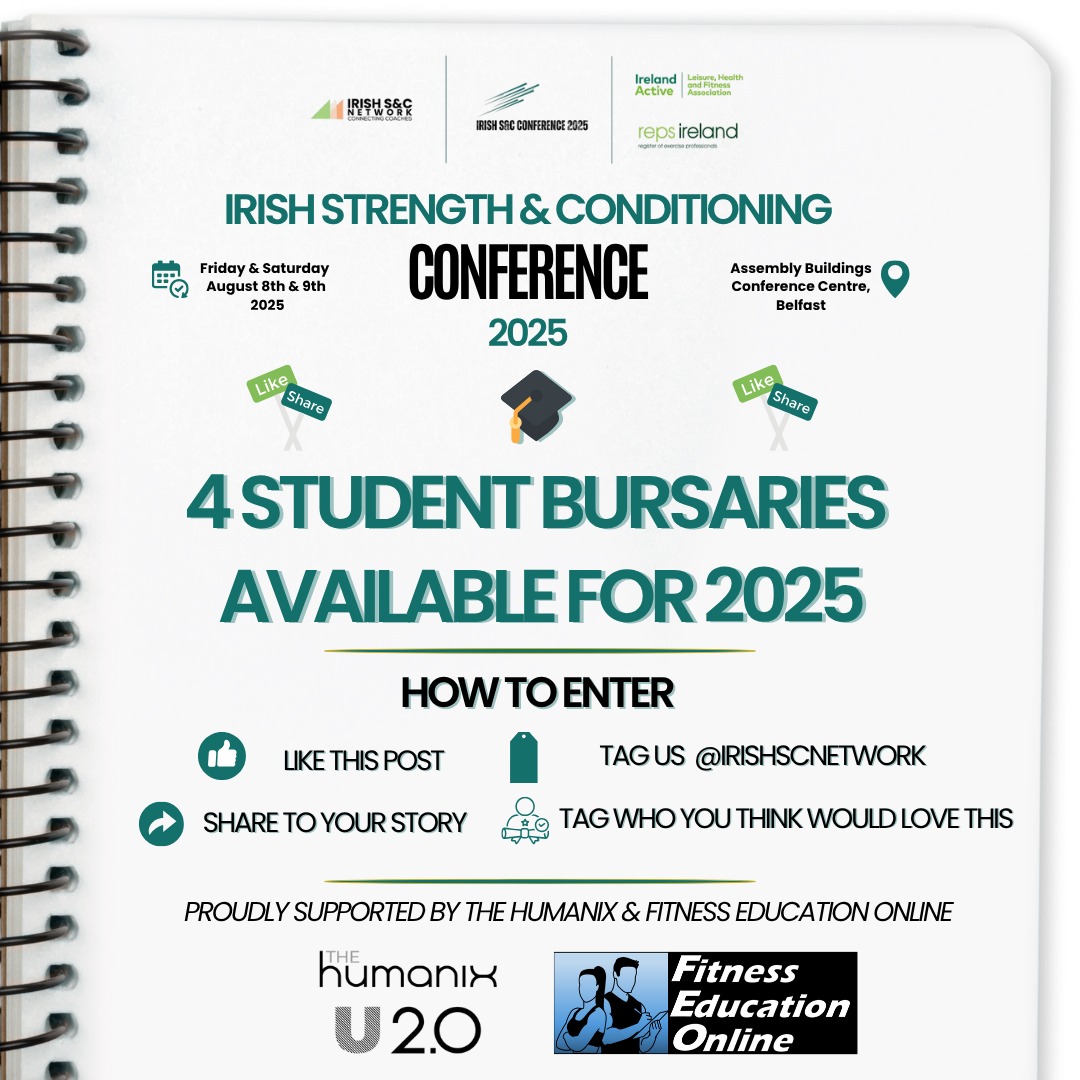 Irish Strength & Conditioning Network (@irishscnetwork) on Twitter photo ๐ 4 student bursaries now available for the 2025 Irish S&C Conference!
Proudly supported by <a href="/healthbyhumanix/">TheHumanix</a> and Fitness Education Online
If youโre a student in S&C, sport science, or coaching:
โ
Like
โ
RT
โ
Tag someone (or yourself) whoโd love to be there
#IrishSC ๐ 4 student bursaries now available for the 2025 Irish S&C Conference!
Proudly supported by <a href="/healthbyhumanix/">TheHumanix</a> and Fitness Education Online
If youโre a student in S&C, sport science, or coaching:
โ
Like
โ
RT
โ
Tag someone (or yourself) whoโd love to be there
#IrishSC