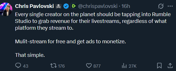 FringeViews's tweet image. This is what they want for all of us: to become gig economy workers. Living advertisements paid by the click/time watched.
It's also why Rumble is tethered to TETHER.
This is how you'll supplement your UBI, but make sure you keep your social credit score high, too!