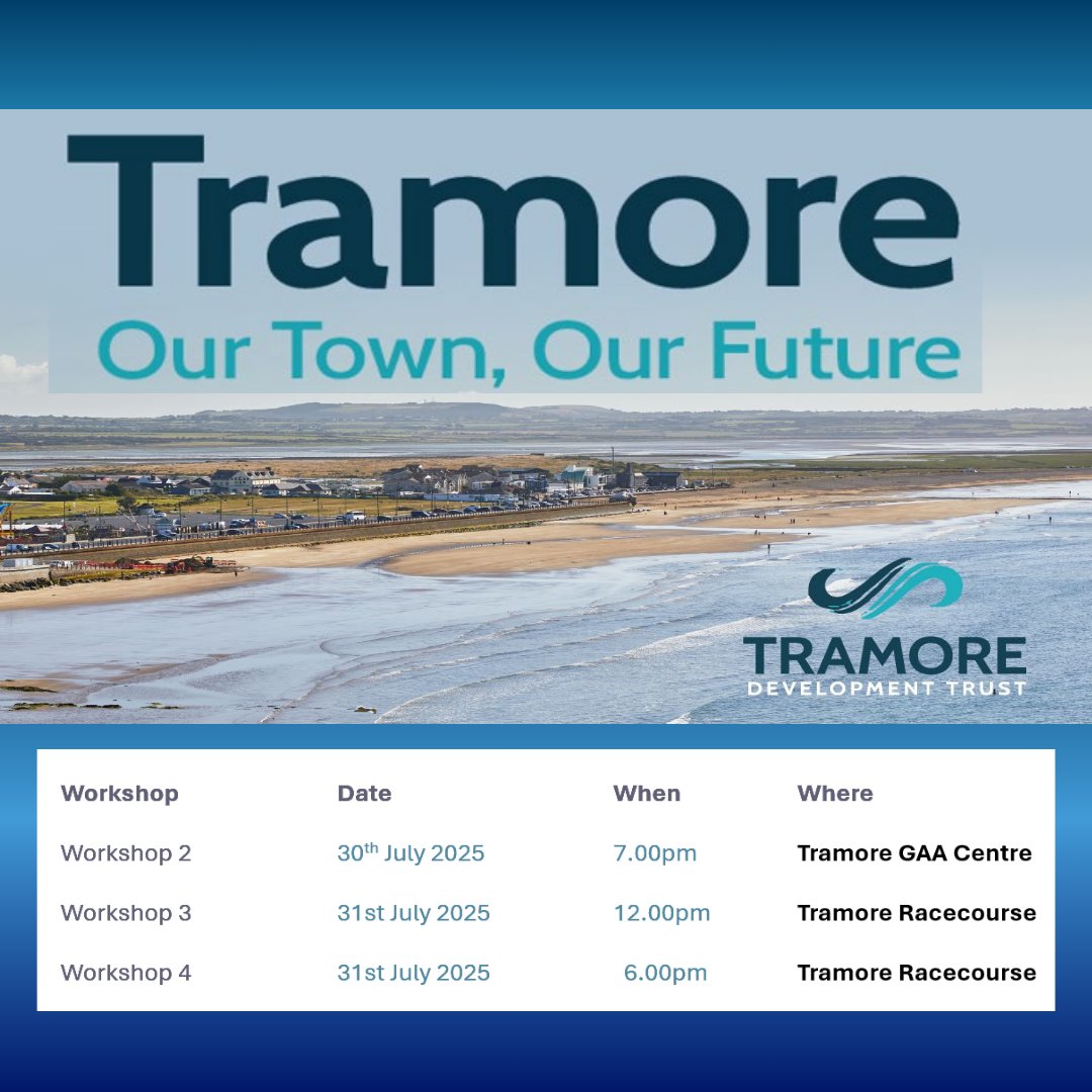 Tramore Development Trust (TDT) hosted a successful introductory community transport workshop on Thurs, 10th July at the Coastguard Cultural Centre, marking the first major step in a new initiative to develop a Community-Led Mobility Strategy for Tramore. coastguardculturalcentre.ie