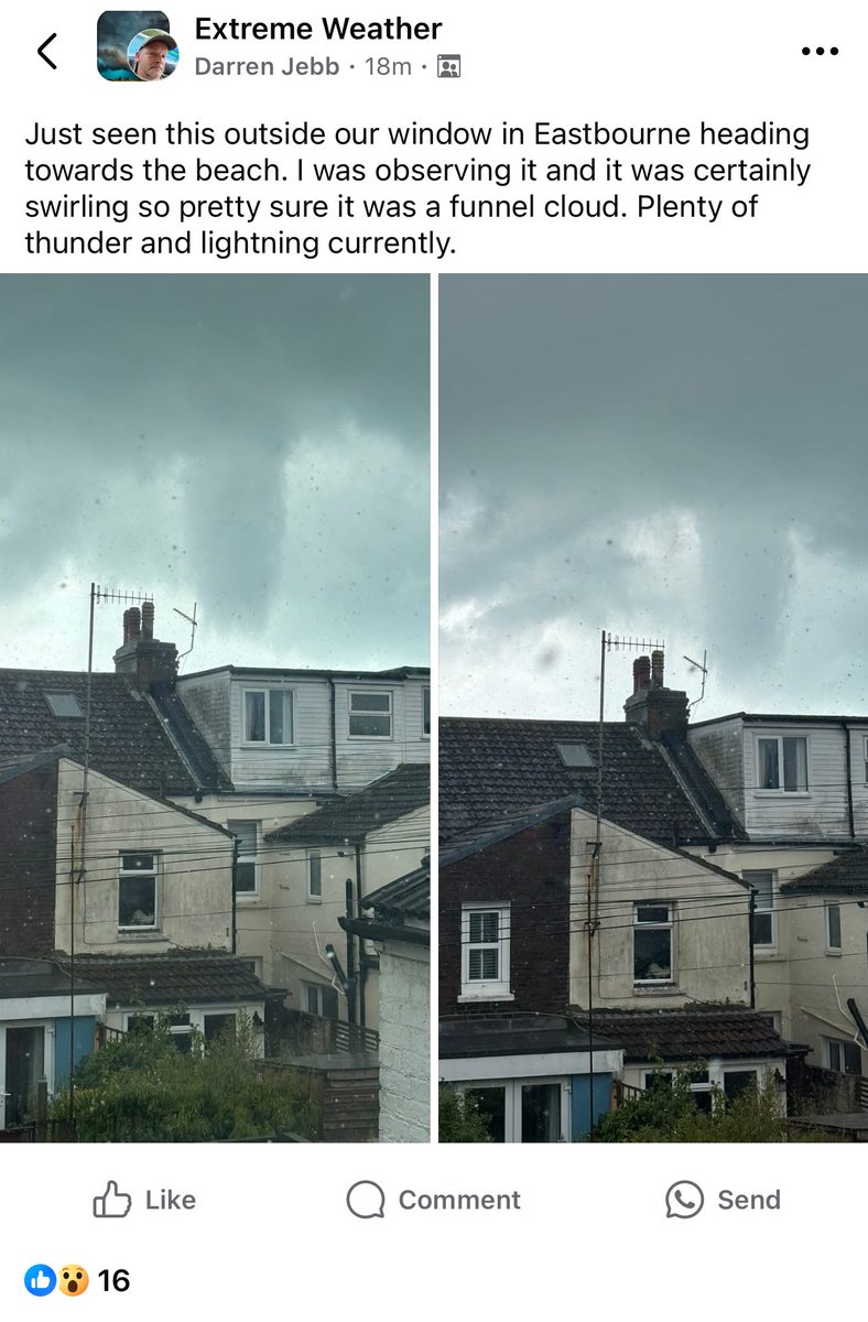 MetJam_'s tweet image. Funnel cloud seen over Eastbourne today