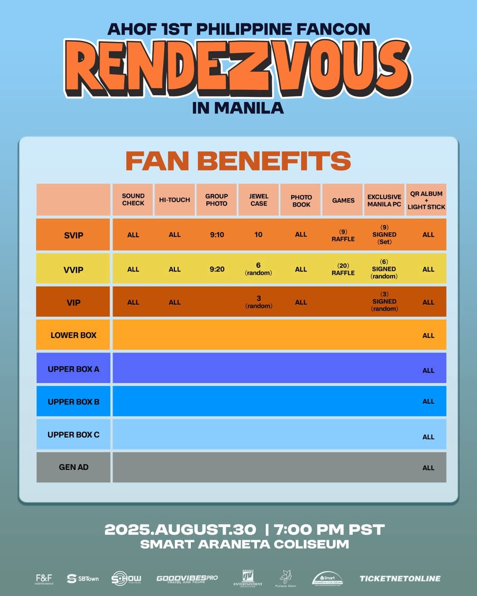 buzzsetter_'s tweet image. Check out the ticket prices and fan benefits for the #AHOF 1st Philippine Fancon Rendezvous in Manila.
๐ Tickets will go on-sale starting August 2, 2025 (Saturday) - 12NN PST via TicketNet
#RENDEZVOUSinMANILA is presented by @officialsbtown