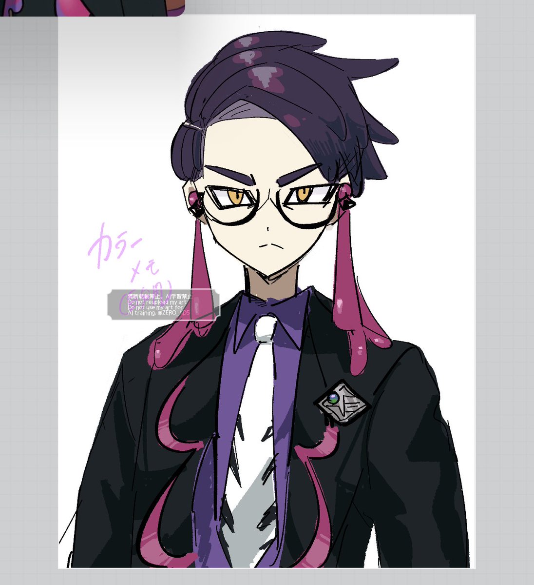 ZERO_XD5's tweet image. カラスバさんの色が好きすぎるので簡単スケッチとカラーメモ
いかついけど華奢で好き