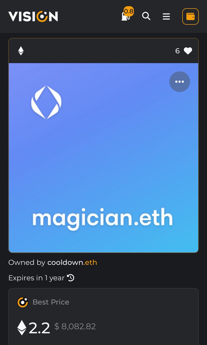 cooldown_eth's tweet image. Magician.eth is still available on Vision for 2.2 Ethereum dollar.
vision.io/name/ens/magic…