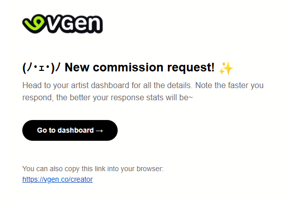 I miss this notification in my emails ♥ Manifesting for more of this as well with the other artist out there!!

#VGenComm #VGenOpen