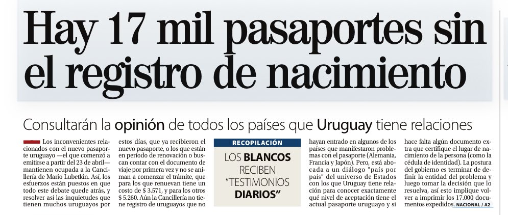 No pusieron lugar de nacimiento en los pasaportes…
Más allá de los errores u horrores que provocan gastos de dineros y energías causadas por el desorden y la improvisación, deberían haber responsables que se hagan cargo, no??