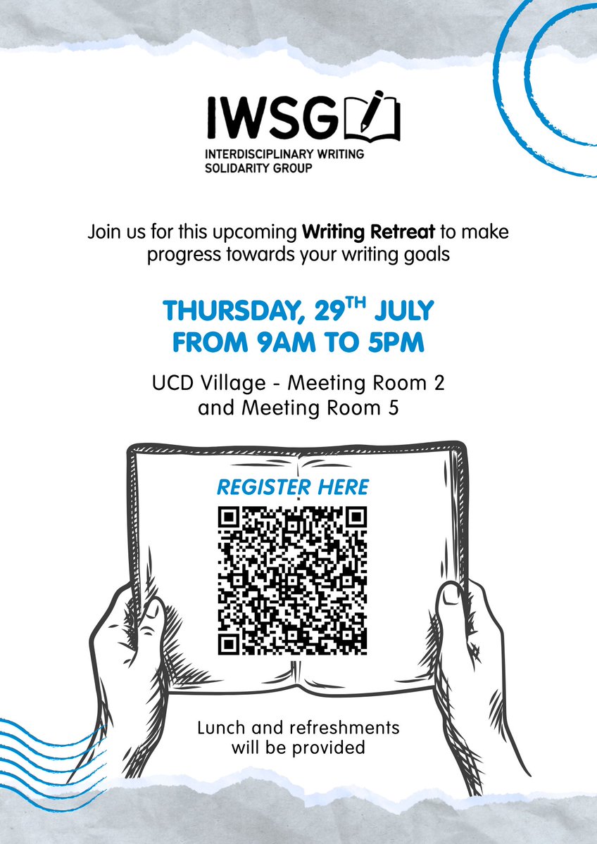 ucdgearyinst's tweet image. The next Interdisciplinary Writing Solidarity Group (IWSG) Writing Retreats will take place on 29th July. There are a few places remaining so please use the link below to register:
forms.office.com/pages/response…
#WritingRetreat #UCD