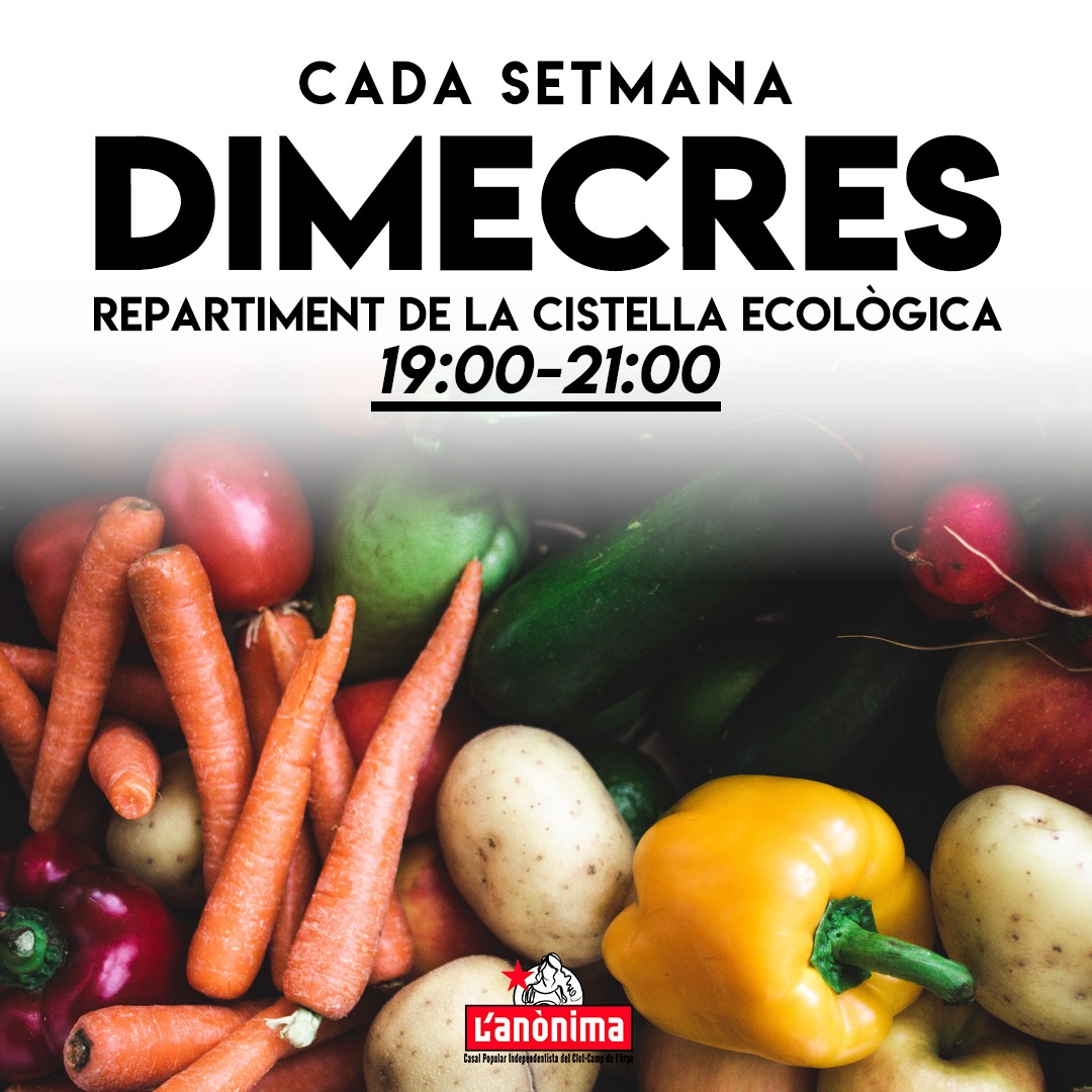 Avui dimecres és dia de #CistellaEcològica. Obrim a partir de les 19h, passeu a fer-hi un beure! 🍺 #FemCasal #FemBarri