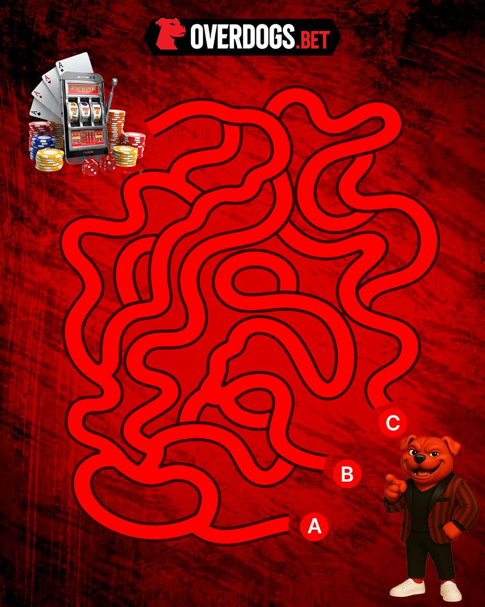 OverDogsBet's tweet image. Can you find the right path to the jackpot? 🤔
Comment your answer (A, B or C) and your OverDogs.bet User ID below for a chance to win free credits!
Winners will be announced soon – get your guesses in!