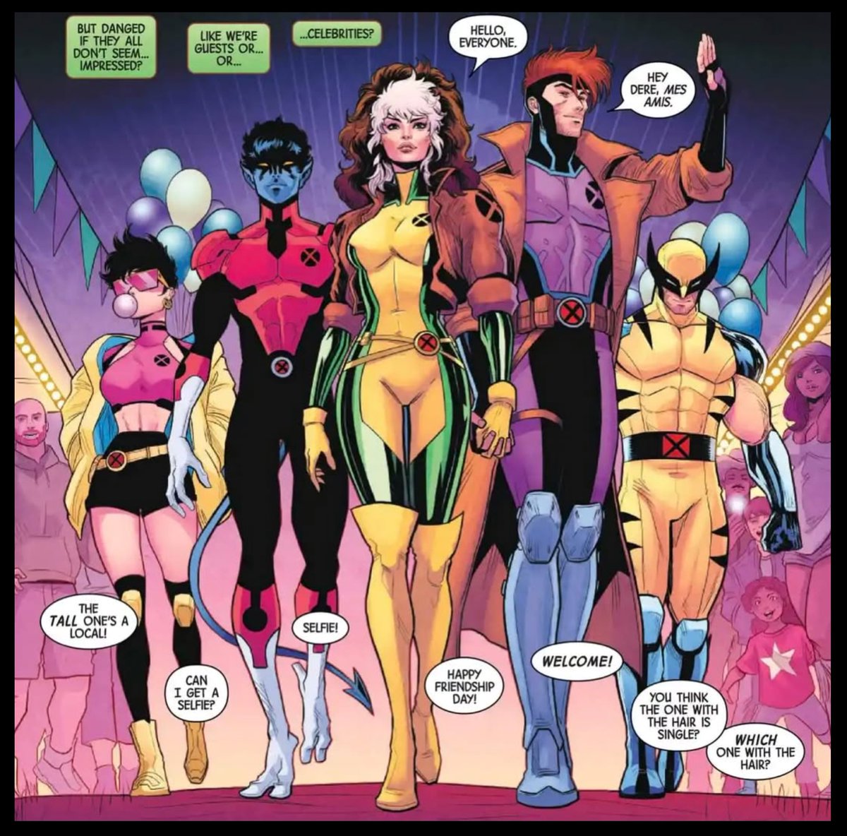 proxy616's tweet image. #xspoilers The uncanny xmen walk amoungst the humans as celebrity superheroes…. Or is it super models?