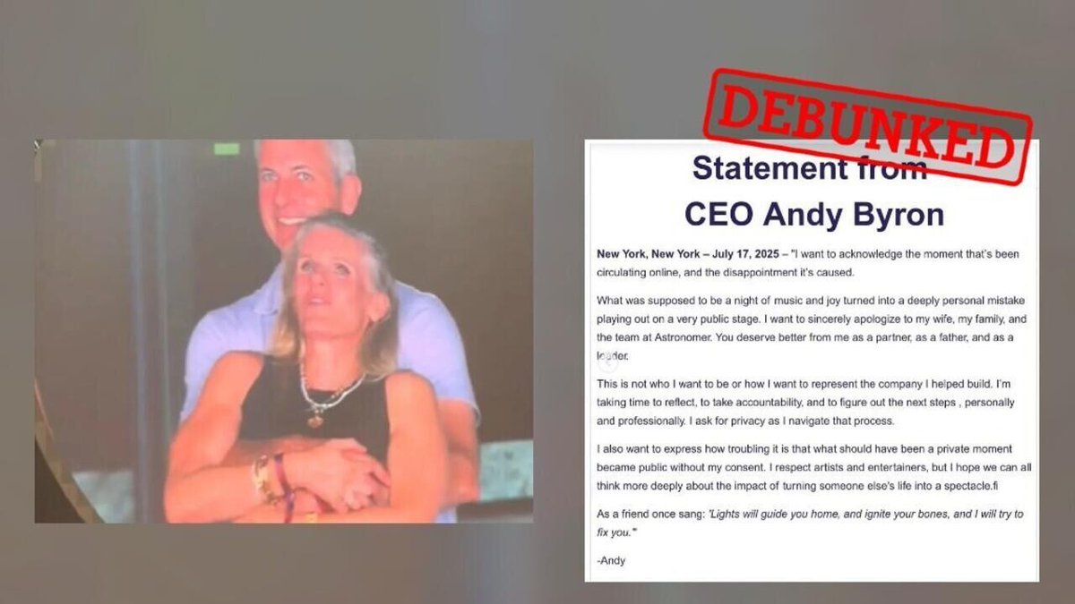 France24_en's tweet image. Apologies by US tech CEO caught with mistress on Coldplay ‘kiss cam’ are fake
➡️ go.france24.com/p5F