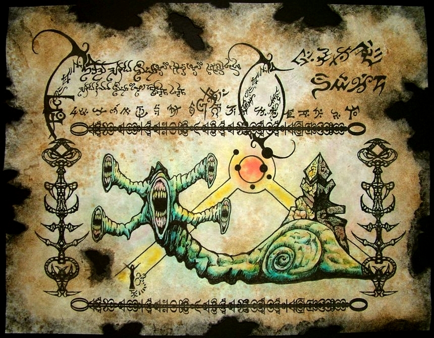 Mrzarono's tweet image. The scrolls hinted at a forgotten age when nightmare creatures ruled as gods.
