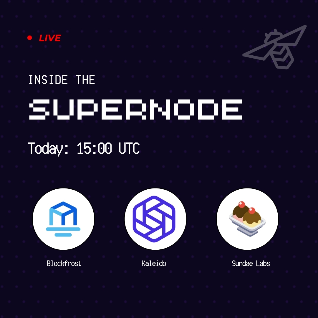 📢 Remember to tune in today 
 
We will be talking about:
Supernodes 
Hyperledger FireFly
and how it works together with Cardano