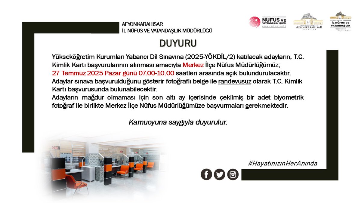 📢 ÖSYM SINAV DUYURUSU!  
(2025-YÖKDİL/2)

<a href="/TCNufus/">Nüfus ve Vatandaşlık İşleri Genel Müdürlüğü</a>
<a href="/AfyonValiligi/">T.C. Afyonkarahisar Valiliği</a>
<a href="/OSYMbaskanligi/">ÖSYM</a>
#HayatınızınHerAnında