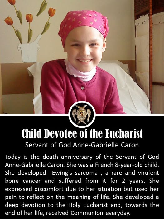 father_rmv's tweet image. Anne-Gabrielle Caron, born on January 29, 2002, in Toulon, France, was a young girl whose brief life left an indelible mark of faith, courage, and sanctity. The eldest of five children in a devout Catholic family, Anne-Gabrielle’s father, Alexandre, was a naval officer, and her…