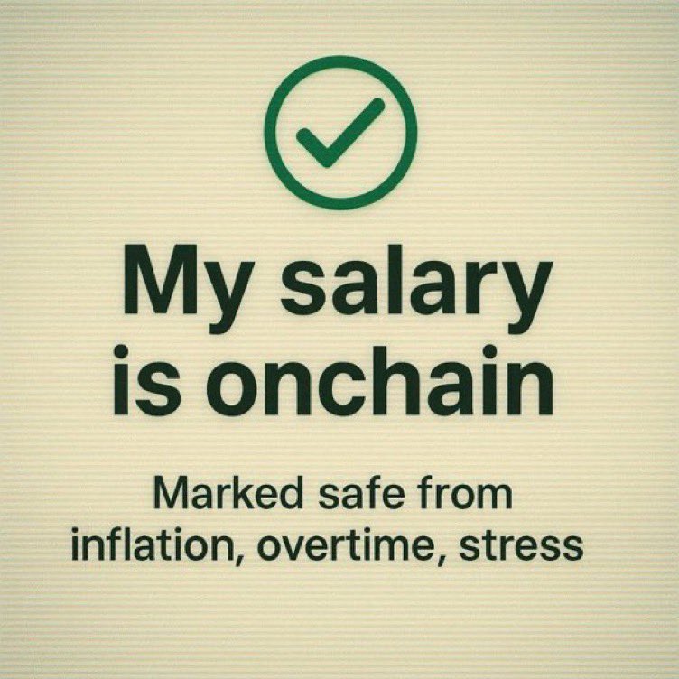 While you're begging HR for a 3% raise, I'm getting streamed $SALARY on Solana faster than your Slack loads. Stay safe in that 9-5 jungle, I’ll be onchain vibin 🟠