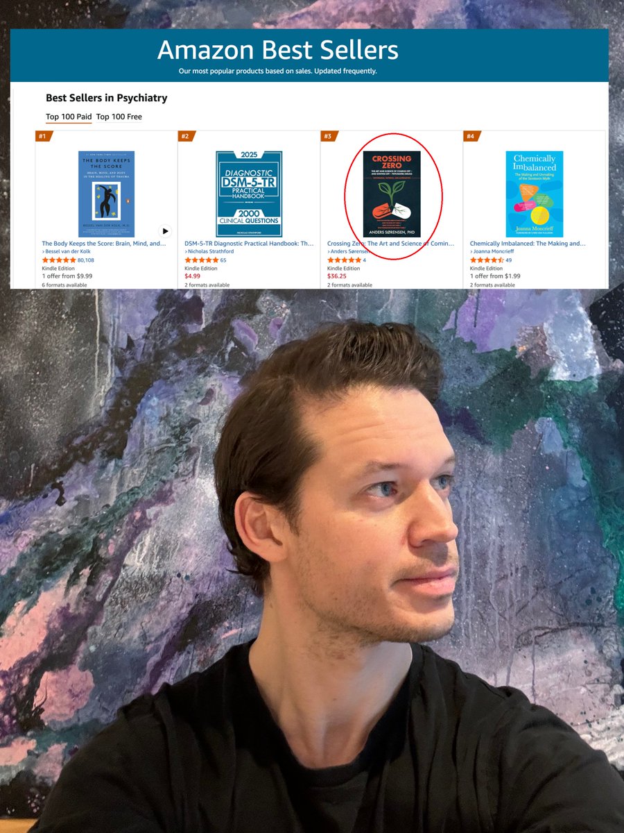 _AndersSorensen's tweet image. Wow. Just… wow!
My book Crossing Zero launched yesterday, and today it hit:
🥇 #1 in Amazon’s Hot New Releases in Psychiatry
🥉 #3 on the Best Seller list in Psychiatry – right behind The Body Keeps the Score and (of course) the DSM practical handhook.
I’m blown away.
I'm…