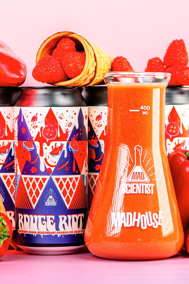 ROUGE RIOT Raspberry-Guava-Redcurrant-Paprika Ice Cream Smoothie Sour collab w/ <a href="/fauvebiere/">Fauve Craft Bière 🍻</a> 
The beer revolution is dead and loving it, but madscientist.hu/termek/rouge-r… is available in cans and kegs. Pro tip: flip it before you pour it, because every good riot starts at the bottom.