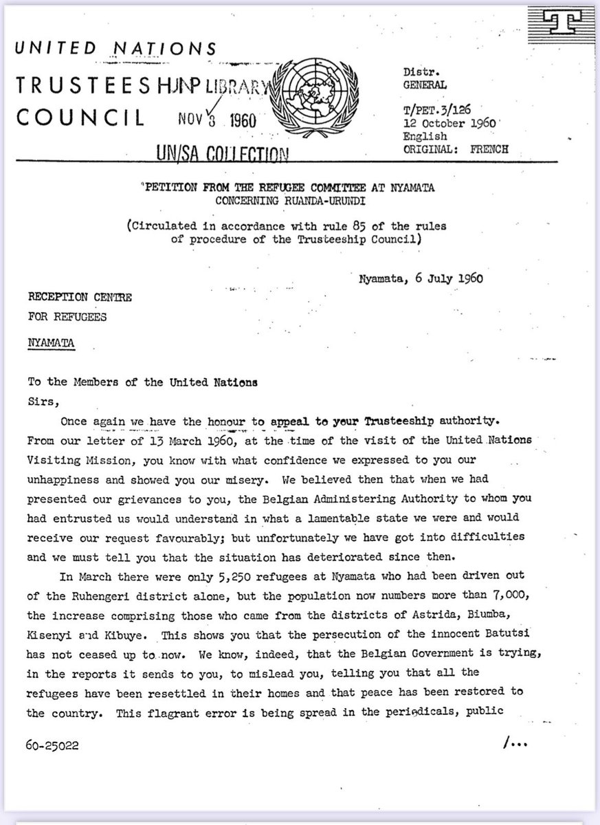 InkuruLibrary's tweet photo. The 1960 Petition by the Refugee Committee in Nyamata Regarding the Situation in Ruanda-Urundi.

 Source: https://t.co/81TxcZgyOE

#Historiography #History #Refugees #Nyamata #Bugesera #UnitedNations #Storytelling #Memory #Rwanda #InkuruCollection https://t.co/0XFZYttpHc