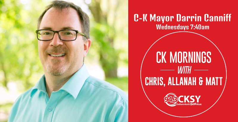 943CKSY's tweet image. C-K Mayor Darrin Canniff on #CKMORNINGS - This week: homeless encampment, Dresden landfill, and the Night Market.
▶️943cksy.com/blogs/mornings…◀️#ckont @MunicCK @DarrinCanniff #CKMORNINGS