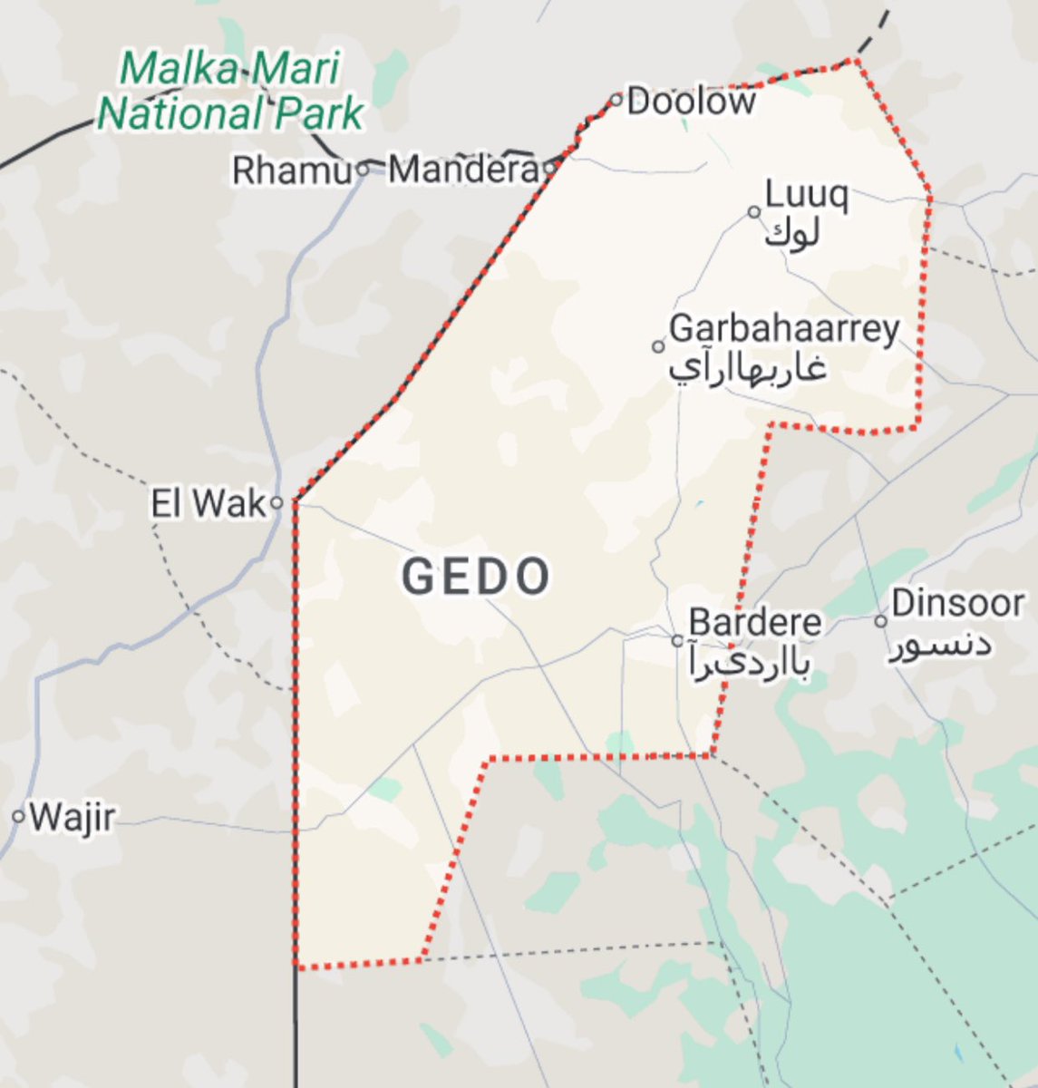 abdi_fahad95386's tweet image. 🚨 In the Gedo region, Bardhere, Garbaharey, and Burdhubo are controlled by pro-government administrations, while Dolow, El-Wak, and Beled Hawo are governed by pro-Jubaland administrations. The situation in Luq is uncertain.