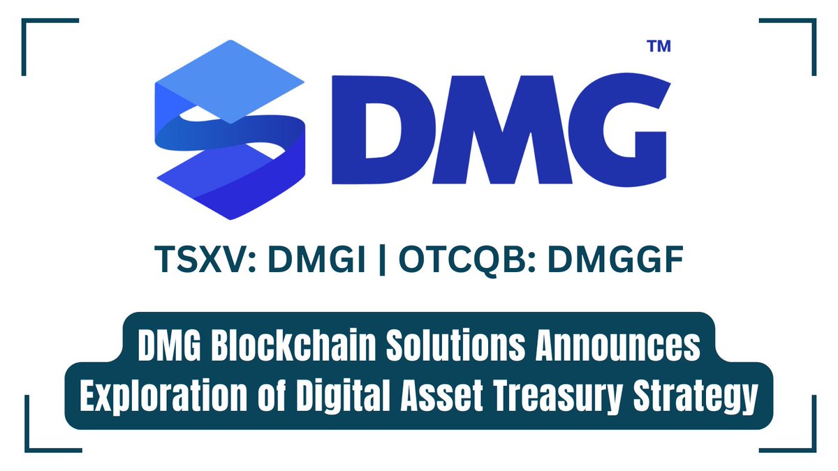 InvestorNewsCom's tweet photo. DMG Blockchain Solutions Announces Exploration of Digital Asset Treasury Strategy https://t.co/Gc8FgYFTRp
#DigitalAssets #Bitcoin #DMGBlockchain @DMGBlockchain $DMGI.V $DMGGF https://t.co/QkngagTEEj