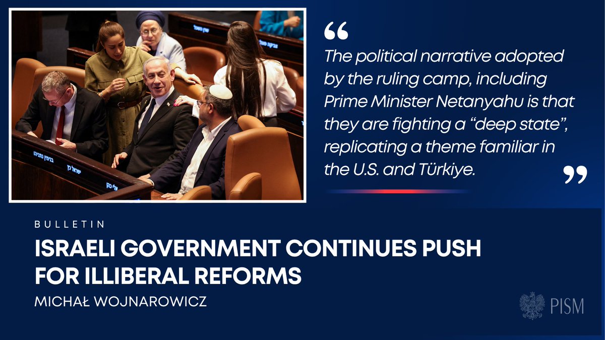 PISM_Poland's tweet image. 🇮🇱🤐Israel's government continues its push for illiberal reforms, leveraging the Gaza war. @miwojnarowicz from PISM breaks down the implications for NGOs, media freedom, and state institutions.
🔗pism.pl/publications/i…