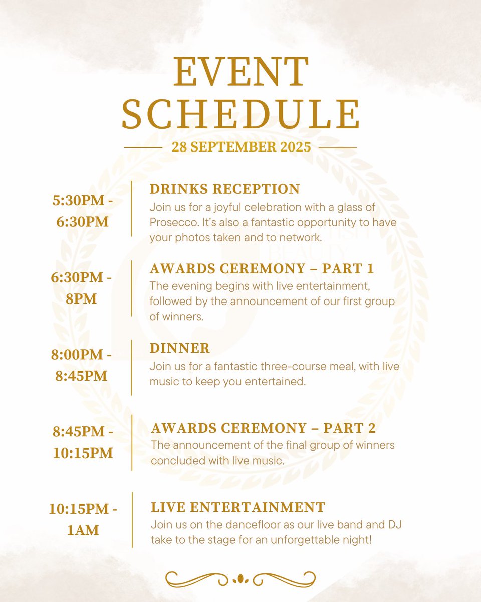 Excited to announce the schedule for the Scottish Beauty Awards 2025! 
Join hosts Edward Reid &amp; Nicole Young on 28 Sept at DoubleTree Glasgow. Enjoy live music from The 154 Band &amp; Natalie James.

Tickets available on our website: scottishbeautyawards.co.uk/tickets/

#SBA2025