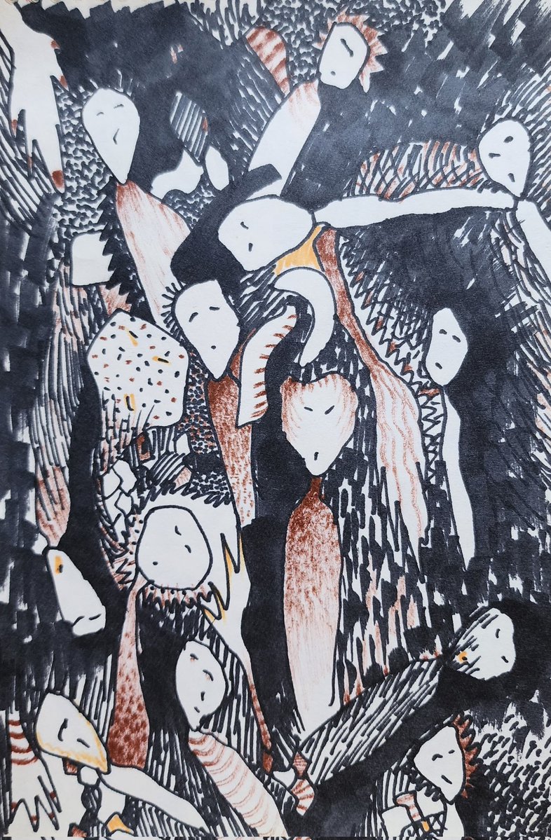 phantomthread0's tweet image. Gm🌻
Chaos
When will this world calm down?
15 xtz ... physical art .. marker on paper
objkt.com/tokens/KT1VHox…
