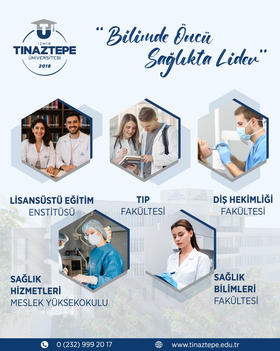 🎓Bilimde Öncü, Sağlıkta Lider!

İzmir Tınaztepe Üniversitesi olarak sağlık alanında güçlü akademik kadromuz ve uygulamalı eğitim olanaklarımızla geleceğin sağlık profesyonellerini yetiştiriyoruz.

📍 İzmir Tınaztepe Üniversitesi
📞 0 (232) 999 20 17

#izmirtınaztepeüniversitesi