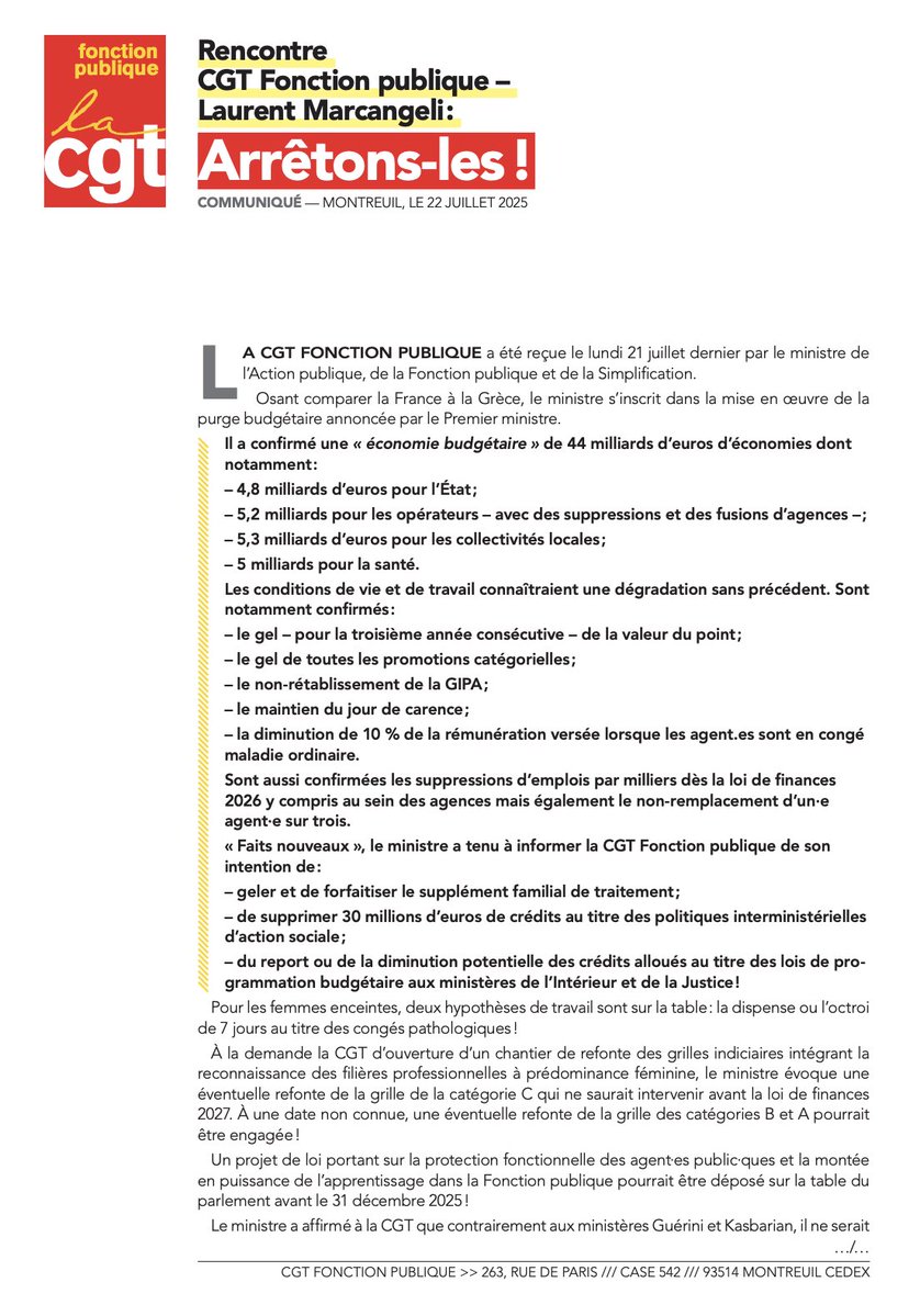 Ithyphallique's tweet image. 🤨😒
Dans un communiqué, la CGT confirme que le gouvernement a l'intention de “geler et forfaitiser le supplément familial de traitement” qui est actuellement versé aux fonctionnaires et agents publics contractuels qui ont des enfants.