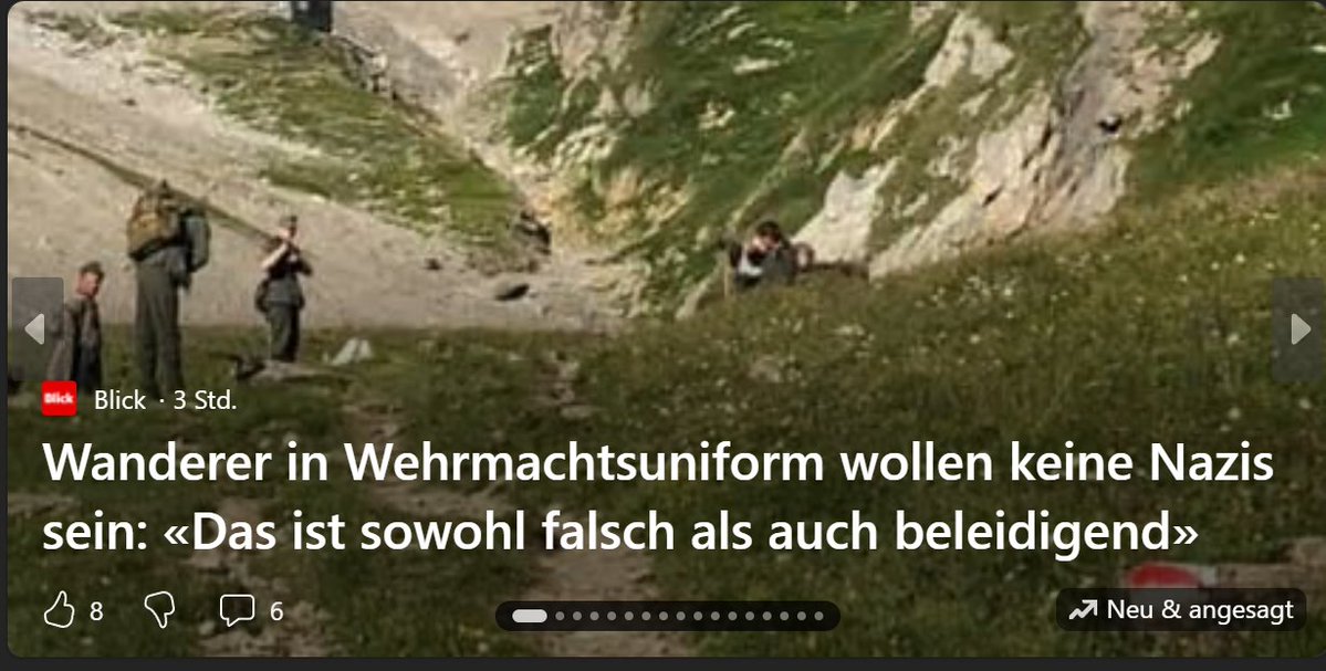 Osiwahn's tweet image. «Jeder Versuch, uns mit dem Nationalsozialismus in Verbindung zu bringen, ist sowohl falsch als auch beleidigend.»
Ist doch nur eine Folkloretruppe, die sich aus Freude mit historischer Kleidung beschäftigt. Und da hatten sie von ihren Grossväter noch ein paar nette Stücke.