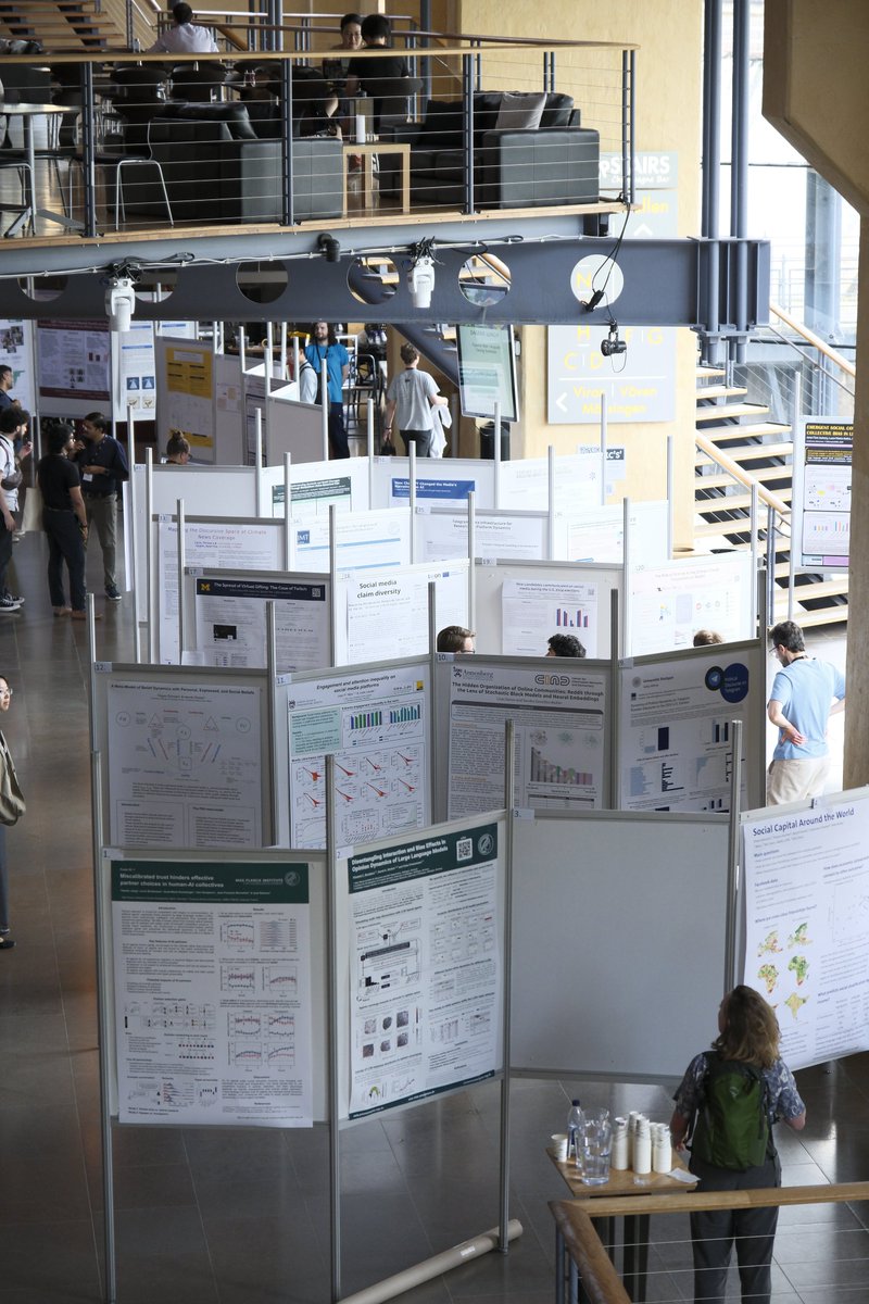 IC2S2's tweet image. More than 100 posters are on display in the Atrium. Explore your favorite topics, chat with the authors, and cast your vote. #ic2s2