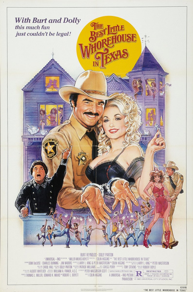 landofthe80s's tweet image. "The Best Little Whorehouse in Texas" debuted in theatres today in 1982. The film stars Dolly Parton and Burt Reynolds. It was the fourth highest-grossing live-action musical film of the '80s, and the top grossing of 1982. #80s