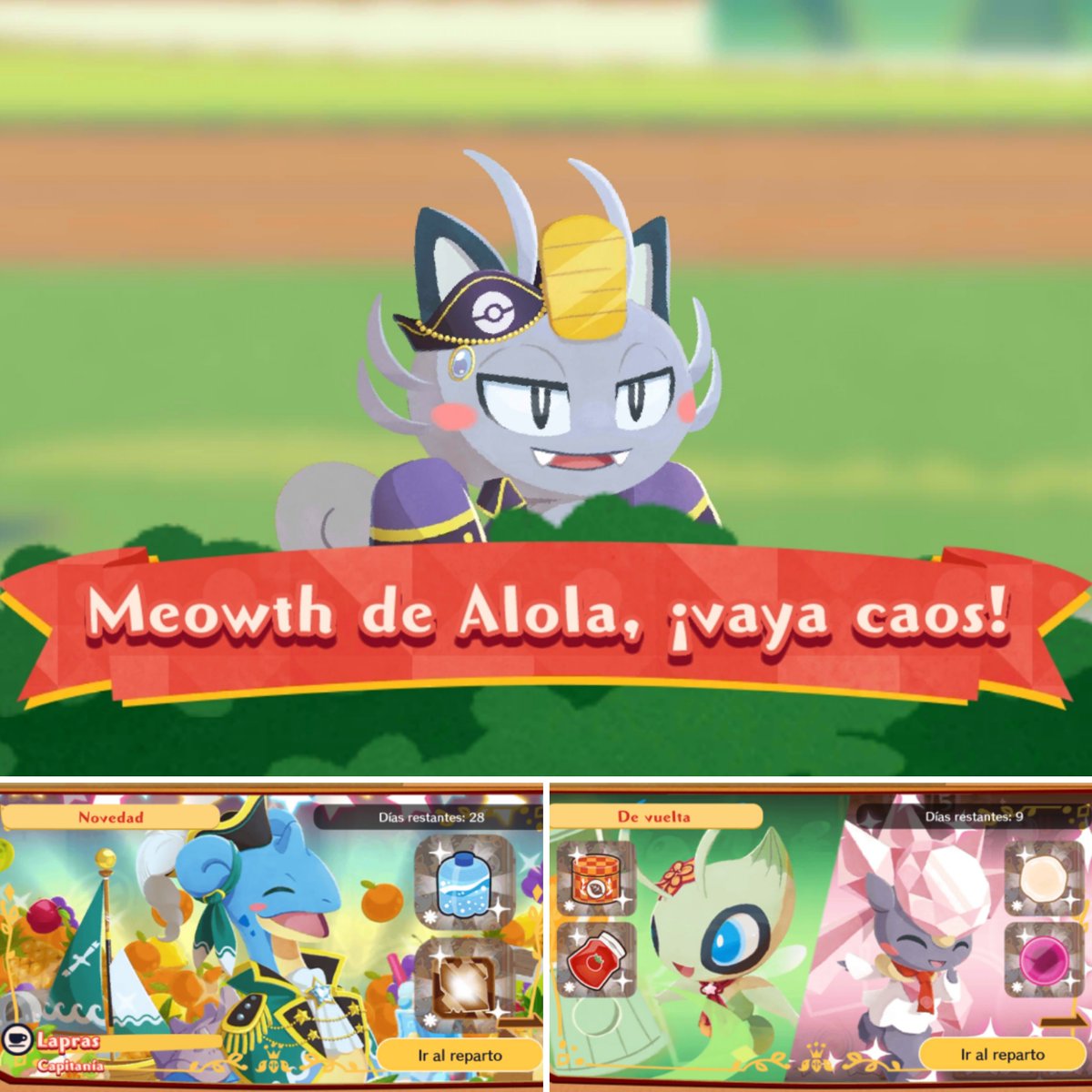 WikiDexOficial's tweet image. Novedades de hoy en #PokémonCaféReMix:
🔸Evento de la Chupipanda al fresco: Meowth de Alola, ¡vaya caos!
🔸Reparto de Lapras atuendo Capitanía. Regresa el reparto de Celebi estrellita y Diancie.