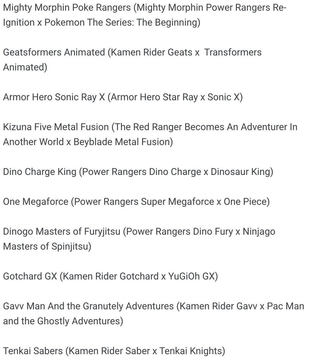 animepowers123's tweet image. Goodnight yall.
Here’s a list of ideas for some more Tokusatsu openings with cartoon theme music.
What do you think? Shall I post them here?