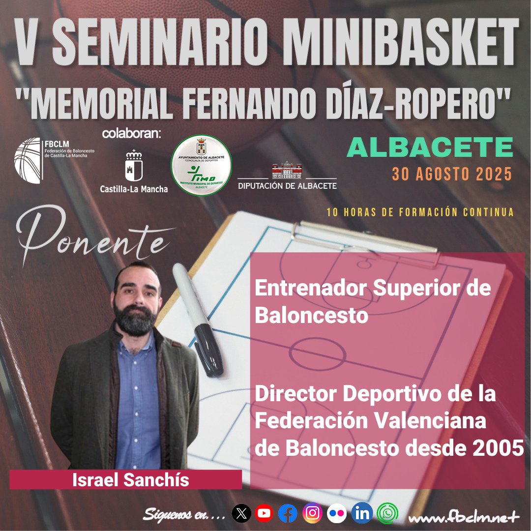 fbclm's tweet image. #FormacionFBCLM📚| Te presentamos a un formador puntero del baloncesto nacional que será además uno de los ponentes en el 5º #SeminarioMiniFBCLM "Fernando Díaz Ropero".
👉El próximo martes 29 de julio conoceremos la programación al completo y se abrirán las inscripciones.