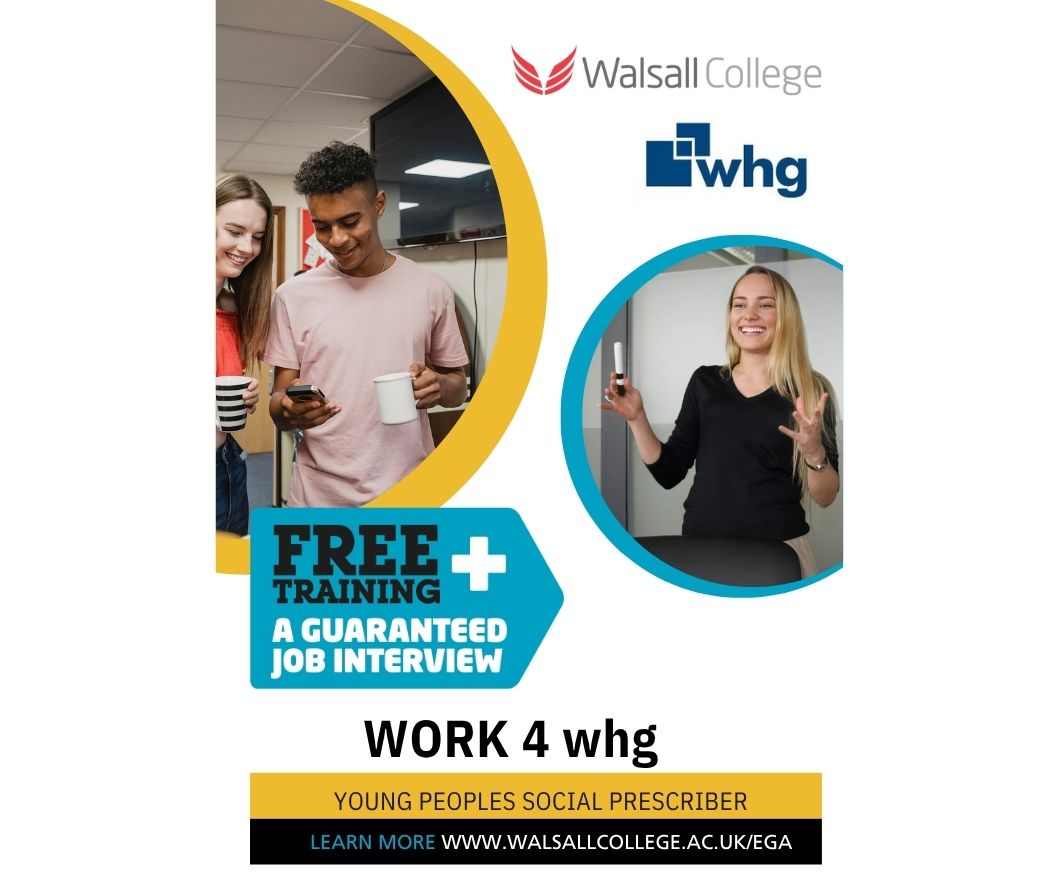 walsallforall's tweet image. Kickstart your career with a GUARANTEED INTERVIEW!
Join the Young People’s Social Prescriber programme with @whg
Learn more @ WALSALLCOLLEGE.AC.UK/EGA