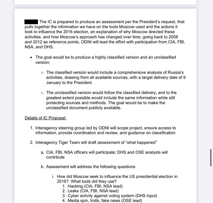 CSalcedoShow's tweet image. .@DNIGabbard just declassified a draft Presidential Daily Brief from Dec 8, 2016 in which Obama’s intel community said Russia did not impact the 2016 election. It also shows @BarackObama gave the order to ignore facts in favor of leftist narrative! He's at least in violation of…