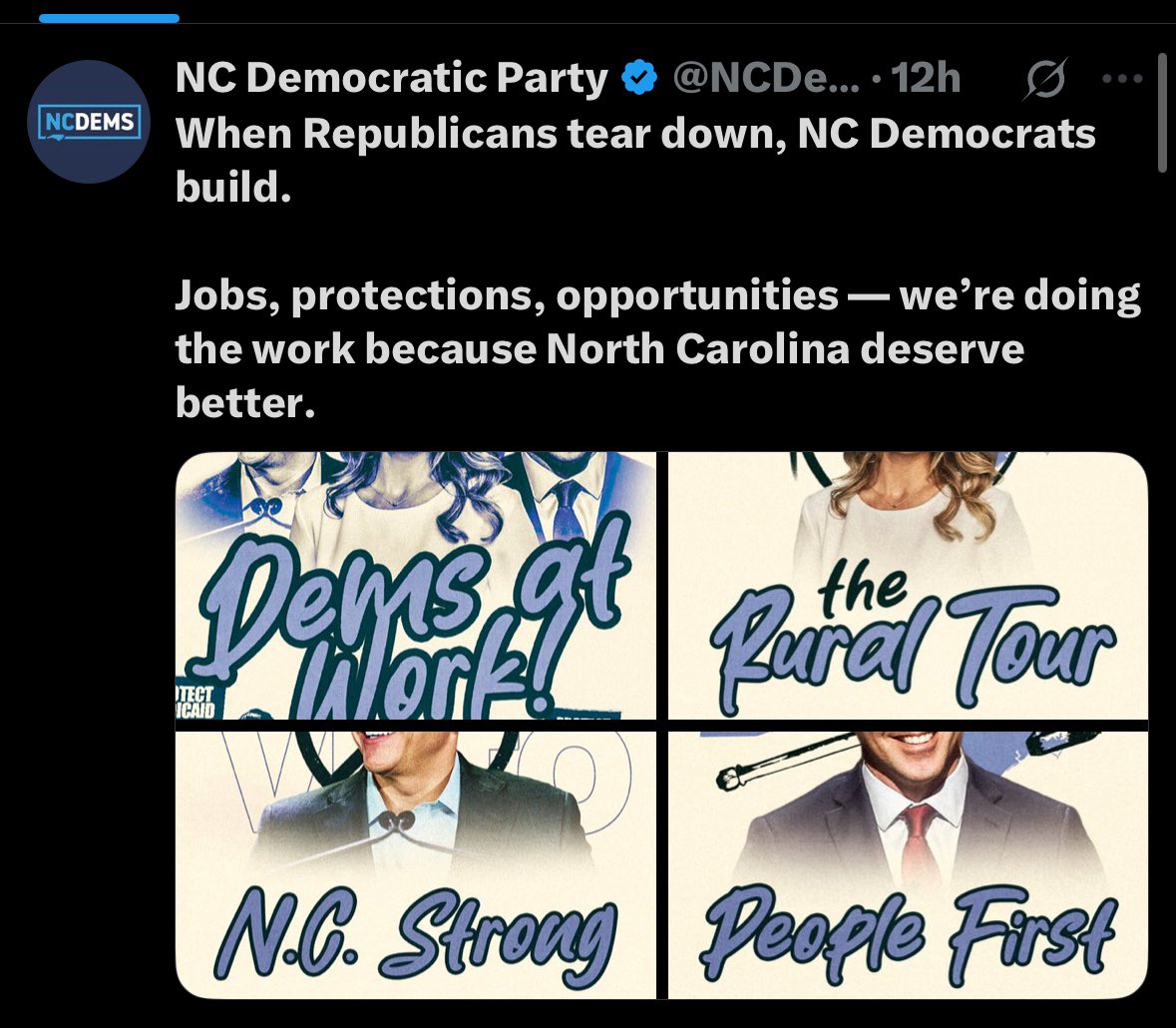 fenner_parker's tweet image. That’s funny coming from the NC Democratic Party. Before Republicans gained the majority in the NC General Assembly in 2011, the state faced continual budget deficits, which contributed to rising prices in NC. Since Republicans took control, the state has consistently achieved…