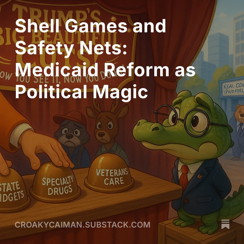 InstaGator2024's tweet image. Shell Games and Safety Nets: Medicaid Reform as Political Magic
🚨 Congress didn’t cut Medicaid. They just played a shell game and that will leave red states holding the bag.
Blue states will absorb it. Red states will bleed. And voters will beg for more federal power to clean…