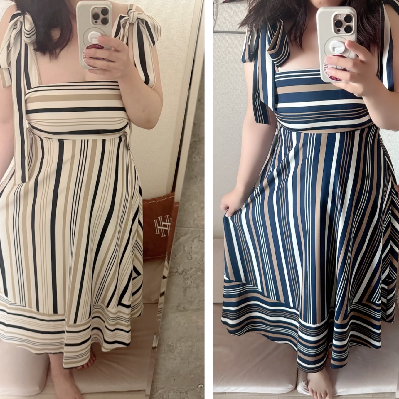 Cordelia Striped Ribbon Dress 2色 Cordelia Striped Ribbon Dress